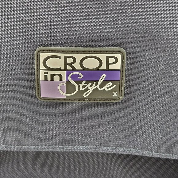 Crop In Style Bag Navy Canvas Scrapbooking Pen Holders Pockets Adjustable Strap - Picture 2 of 8